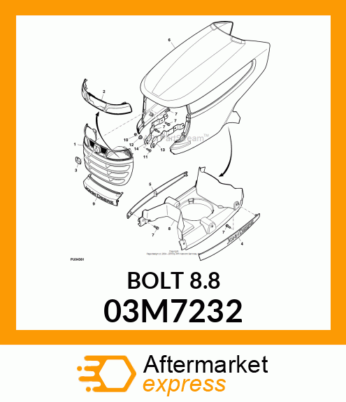 BOLT, RD HD SQ SHORT NECK, METRIC 03M7232