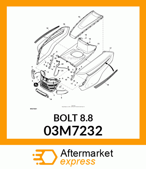 BOLT, RD HD SQ SHORT NECK, METRIC 03M7232