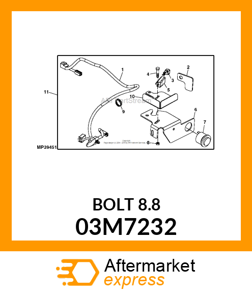 Spare part 03M7232 + BOLT, RD HD SQ SHORT NECK, METRIC