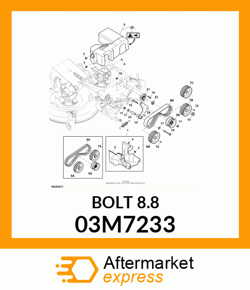 BOLT, RD HD SQ SHORT NECK, METRIC 03M7233