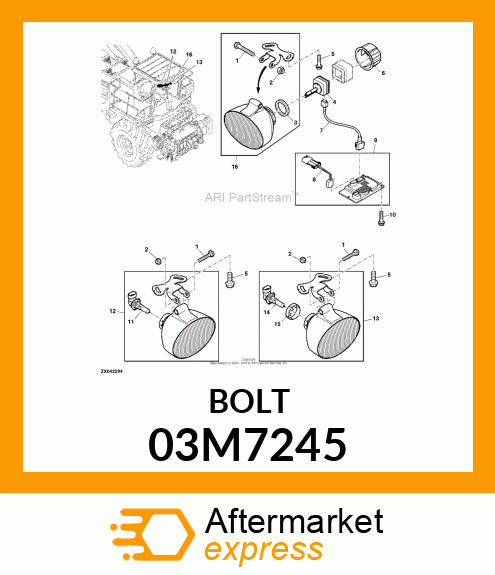 BOLT, RD HD SQ SHORT NECK, METRIC 03M7245