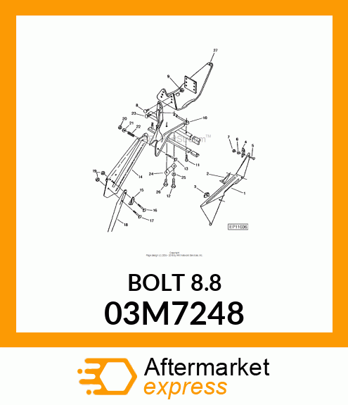 BOLT, RD HD SQ SHORT NECK, METRIC 03M7248