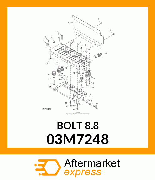 BOLT, RD HD SQ SHORT NECK, METRIC 03M7248