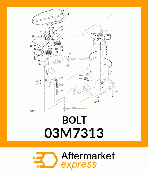 BOLT, RD HD SQ SHORT NECK, METRIC 03M7313