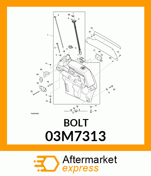 BOLT, RD HD SQ SHORT NECK, METRIC 03M7313