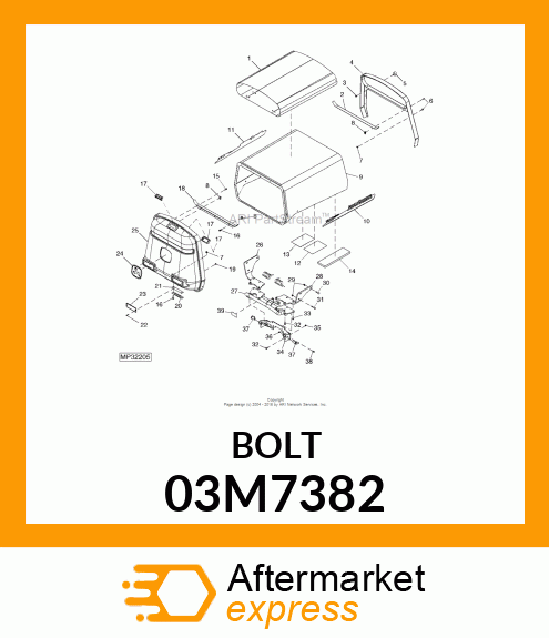 BOLT, RD HD SQ SHORT NECK, METRIC 03M7382