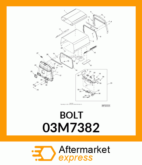 BOLT, RD HD SQ SHORT NECK, METRIC 03M7382