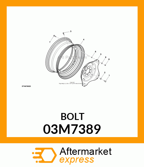 BOLT, RD HD SQ SHORT NECK, METRIC 03M7389