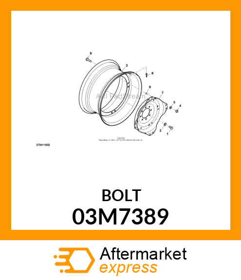 BOLT, RD HD SQ SHORT NECK, METRIC 03M7389