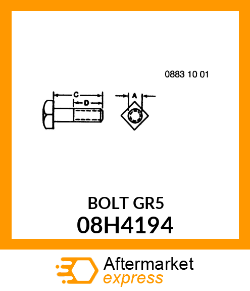 BOLT, SQUARE HEAD 08H4194