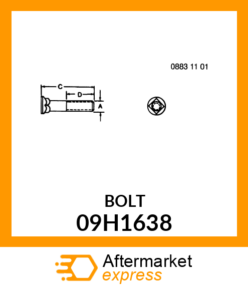 BOLT, PLOW, NO. 3 REGULAR HEAD 09H1638