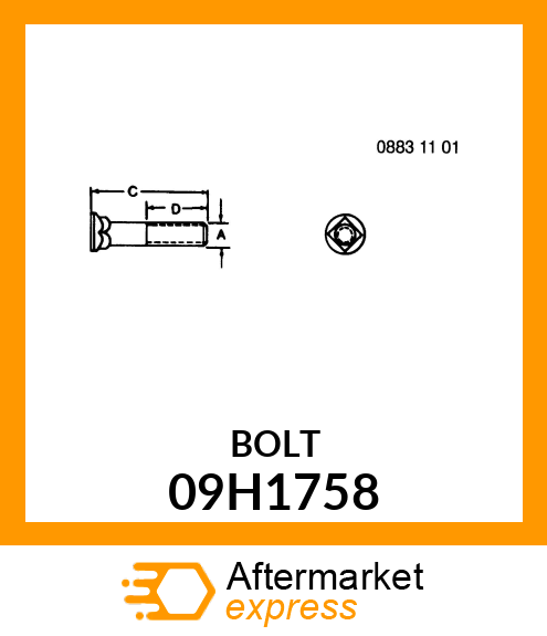 BOLT, PLOW, NO. 3 REGULAR HEAD 09H1758