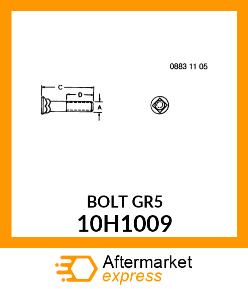 BOLT, PLOW, NO. 3 REPAIR HEAD 10H1009