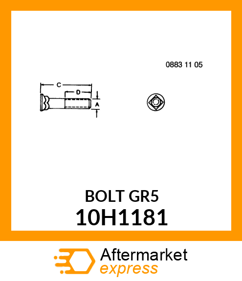 BOLT, PLOW, NO. 3 REPAIR HEAD 10H1181