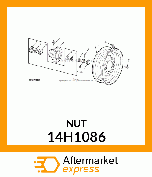 NUT, HEX SLOTTED 14H1086