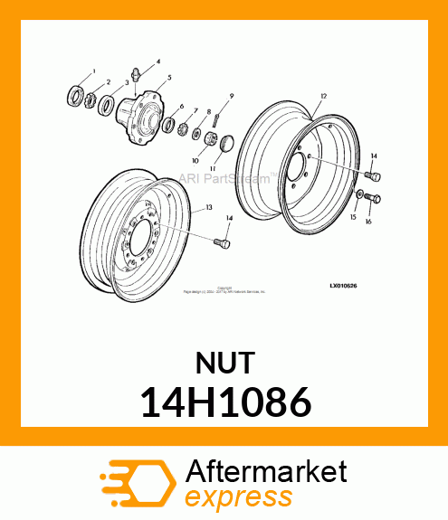 NUT, HEX SLOTTED 14H1086