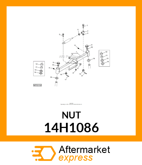 NUT, HEX SLOTTED 14H1086