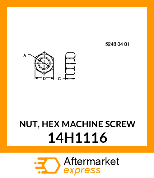 NUT, HEX MACHINE SCREW 14H1116