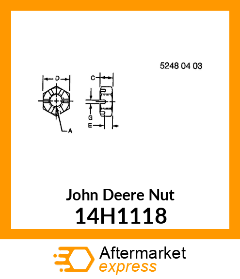 NUT, HEX SLOTTED 14H1118