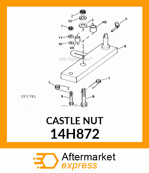 NUT, HEX SLOTTED 14H872