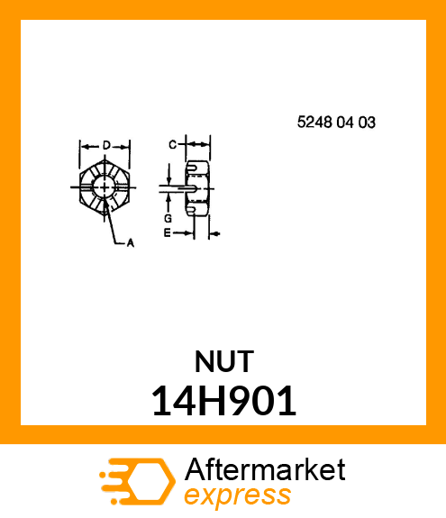 NUT, HEAVY HEX SLOTTED 14H901