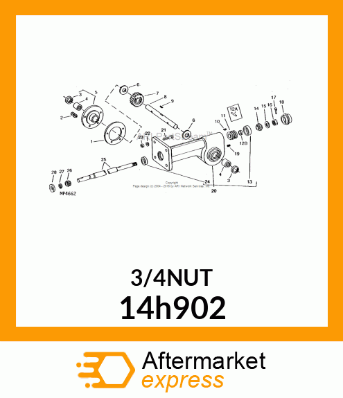 NUT, HEX SLOTTED 14h902