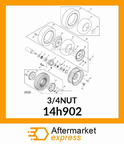 NUT, HEX SLOTTED 14h902