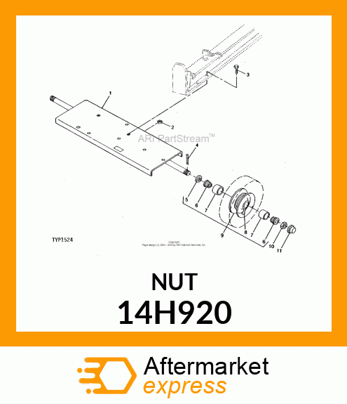 NUT, HEX SLOTTED 14H920