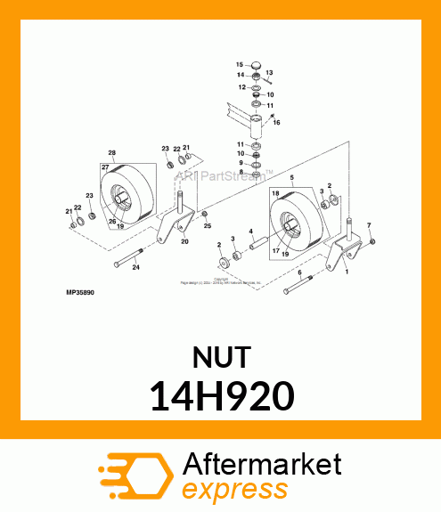 NUT, HEX SLOTTED 14H920