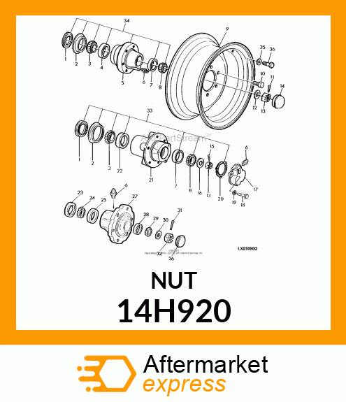 NUT, HEX SLOTTED 14H920