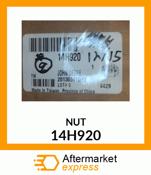 NUT, HEX SLOTTED 14H920