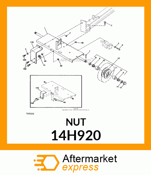 NUT, HEX SLOTTED 14H920