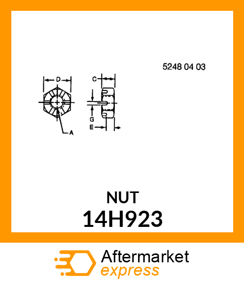 NUT, HEX SLOTTED 14H923