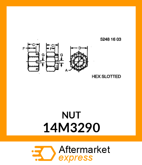 NUT, METRIC HEX SLOTTED 14M3290