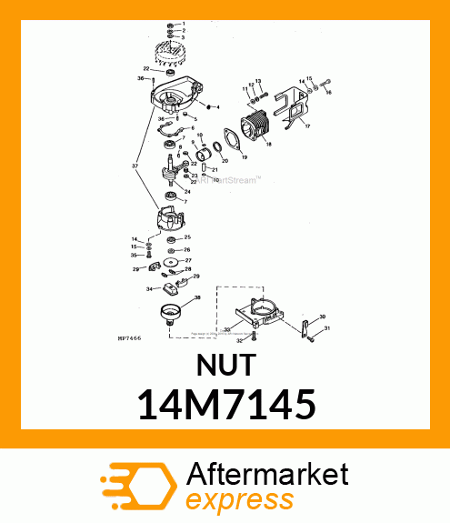 NUT, METRIC, L.H. THREAD HEX 14M7145