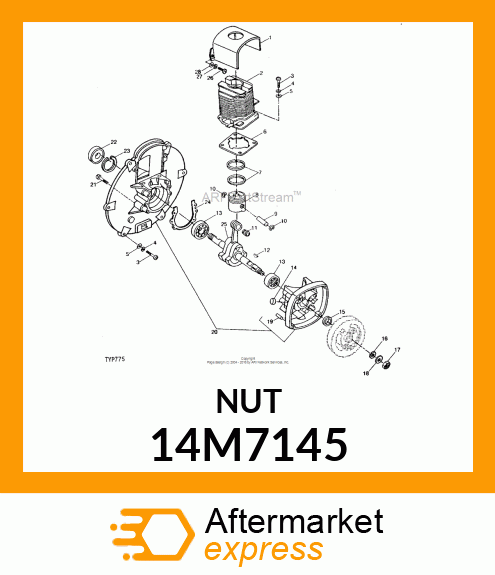 NUT, METRIC, L.H. THREAD HEX 14M7145