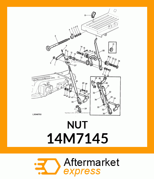 NUT, METRIC, L.H. THREAD HEX 14M7145