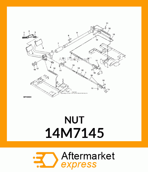 NUT, METRIC, L.H. THREAD HEX 14M7145