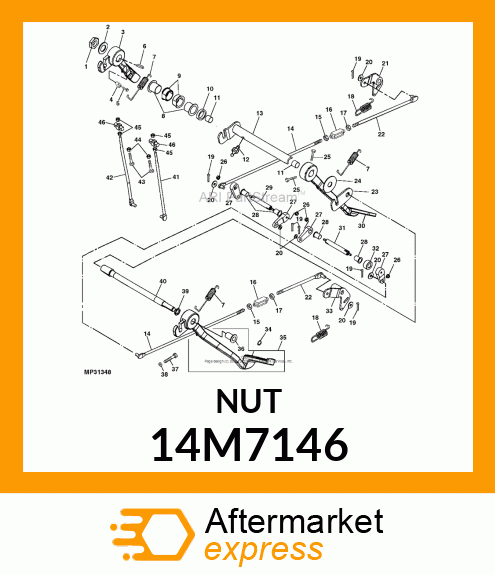 NUT, METRIC, L.H. THREAD HEX 14M7146