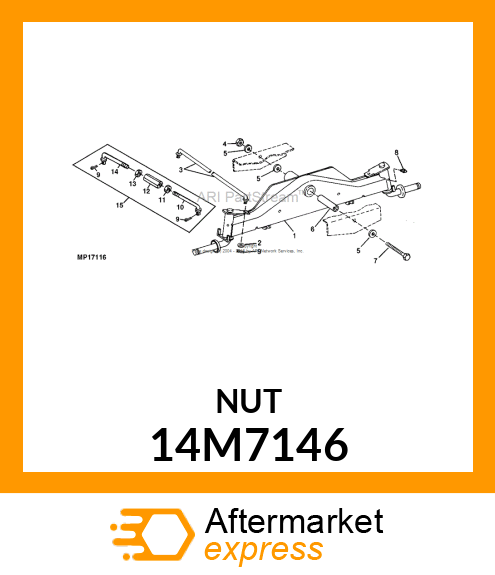 NUT, METRIC, L.H. THREAD HEX 14M7146