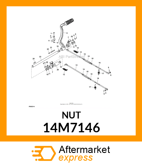 NUT, METRIC, L.H. THREAD HEX 14M7146