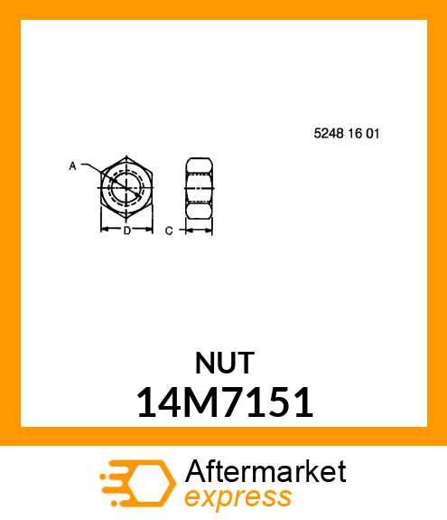 NUT, METRIC, THIN HEX 14M7151