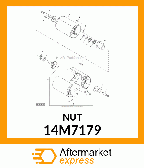 NUT, METRIC, THIN HEX SLOTTED 14M7179