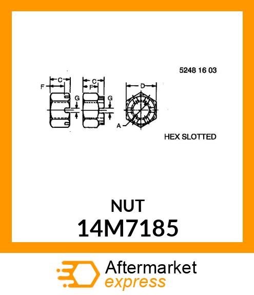 NUT, METRIC HEX SLOTTED 14M7185