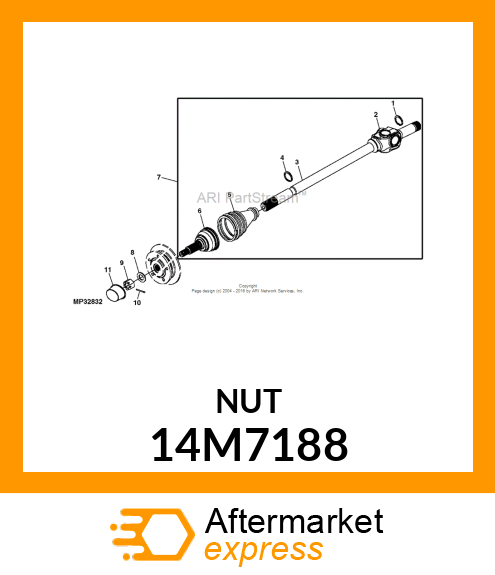 NUT, METRIC HEX SLOTTED 14M7188