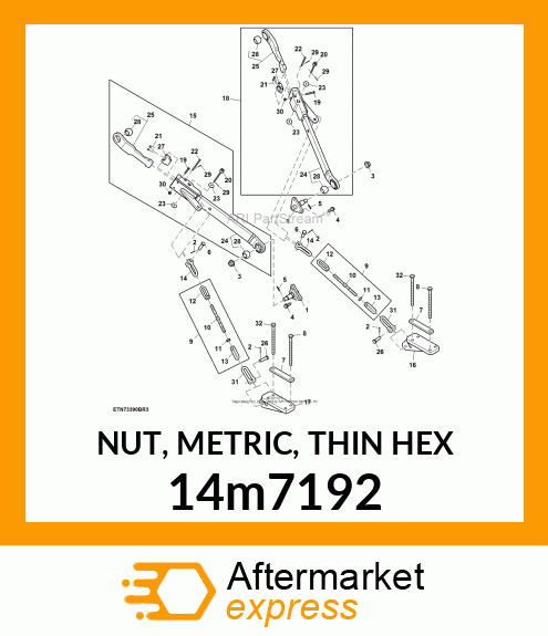 NUT, METRIC, THIN HEX 14m7192