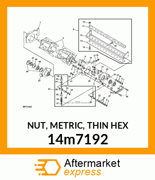 NUT, METRIC, THIN HEX 14m7192