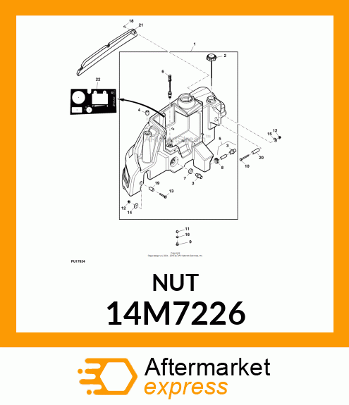 NUT, METRIC, HEX CROWN 14M7226