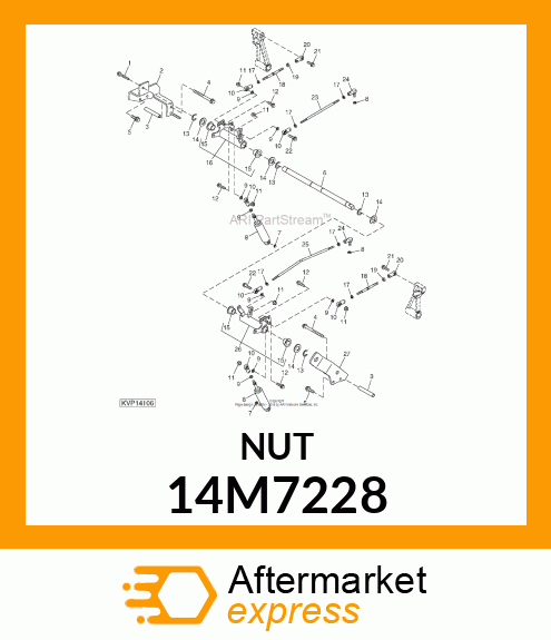 NUT, METRIC, L.H. THREAD HEX 14M7228