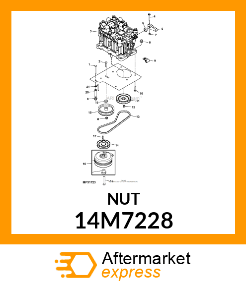 NUT, METRIC, L.H. THREAD HEX 14M7228